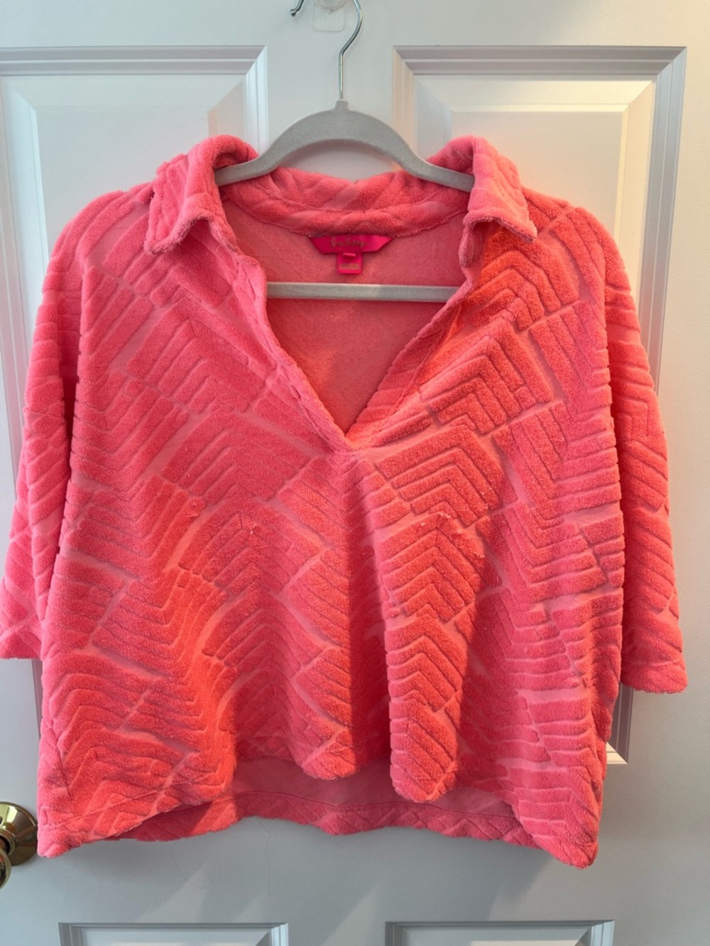 Lilly Pulitzer Plush Textured V-Neck Pullover - Coral sz XL